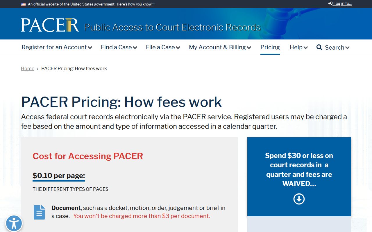 Russell County arrest warrant reference to PACER access fees